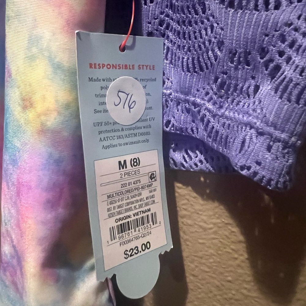 Cat & Jack Pastel Tie-Dye Swimsuit with Lavender Lace Cover-Up - Picture 4 of 4